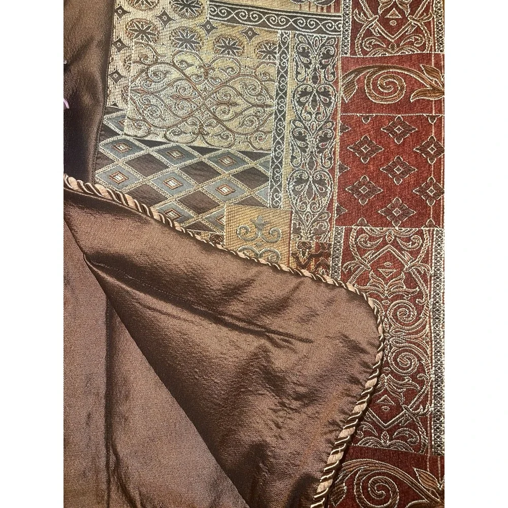 Set Is‎ 2 King tapestry Pillow Shams With Roping Vintage - Picture 4 of 7